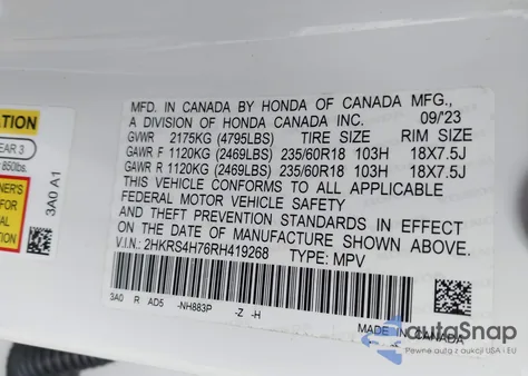 2024 Honda Cr-V Ex-L Awd из США, поврежденный, VIN 2HKRS4H76RH419268